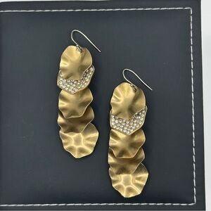 Lee Angel Hammered Brass & Pave Dangle Earrings